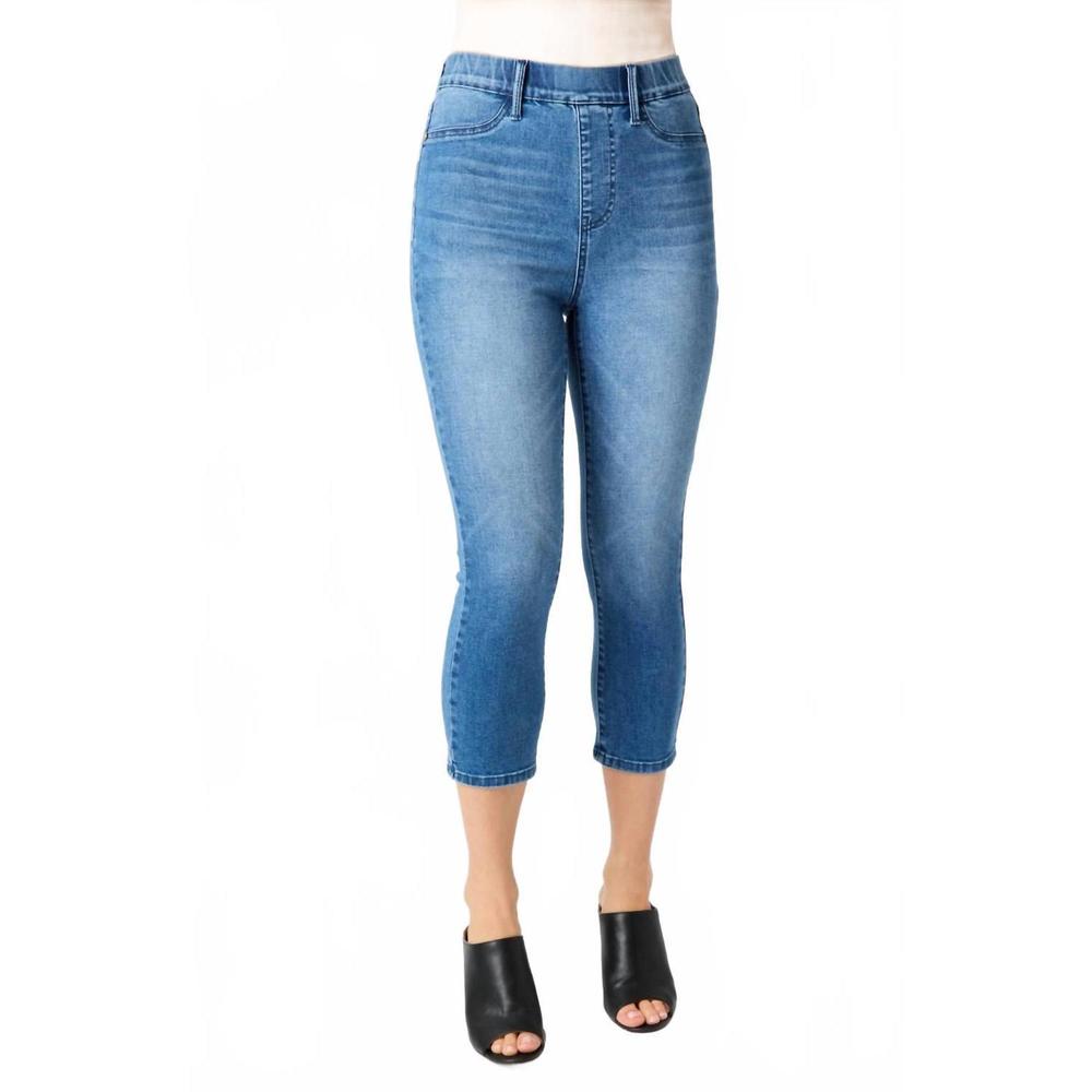 NEW JUDY BLUE high waist cool denim pull on capris pants in blue